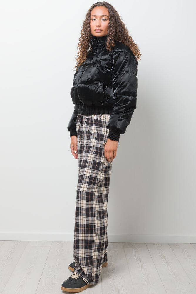 Metallic Puffer Jacket Black