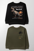 Jurassic World 2 Pack Crew Neck Tracktops Black And Green
