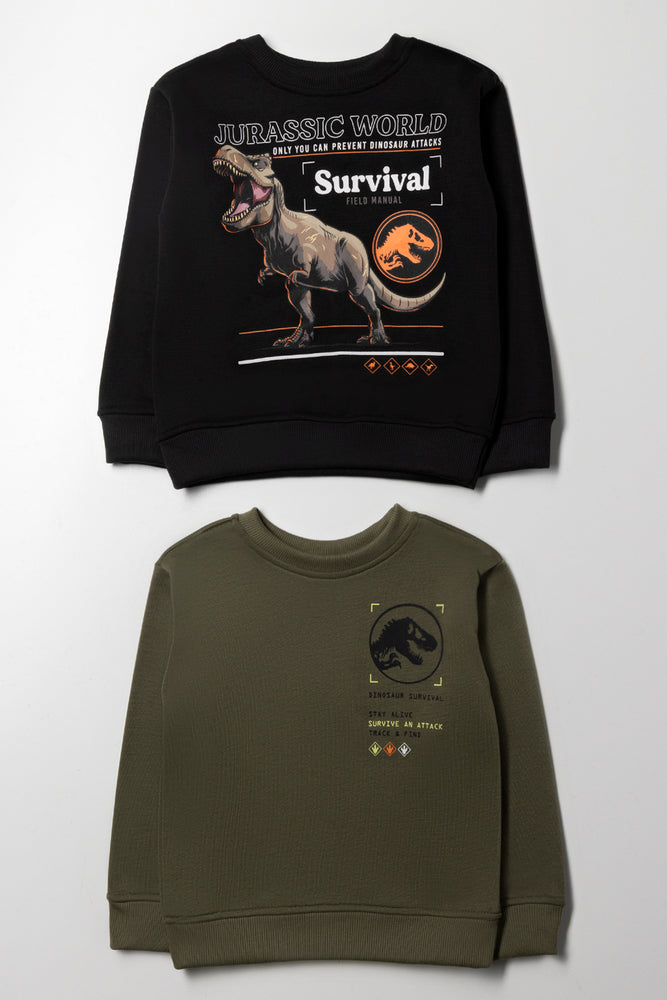 Jurassic World 2 Pack Crew Neck Tracktops Black And Green