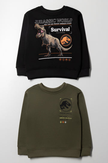 Jurassic World 2 Pack Crew Neck Tracktops Black And Green