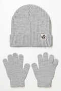 Beanie And Gloves Set Grey