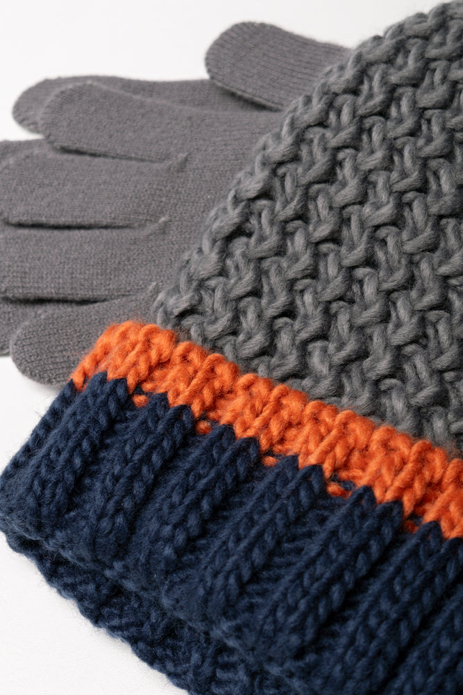 2 Piece Beanie Set Grey