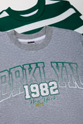 2 Pack Stripe Crew Neck Tracktops Grey And Green (1)