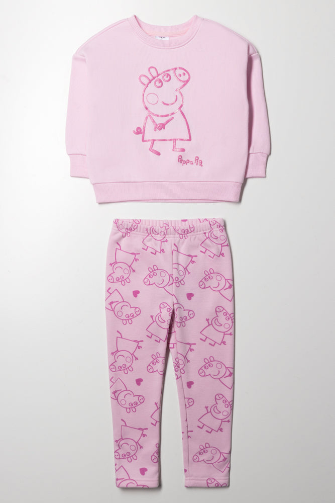 Peppa Pig Tracktop And Fleece Leggings Set Pink