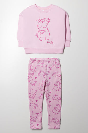 Peppa Pig Tracktop And Fleece Leggings Set Pink