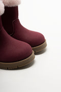Star Fur Trim Long Boots Red (2)