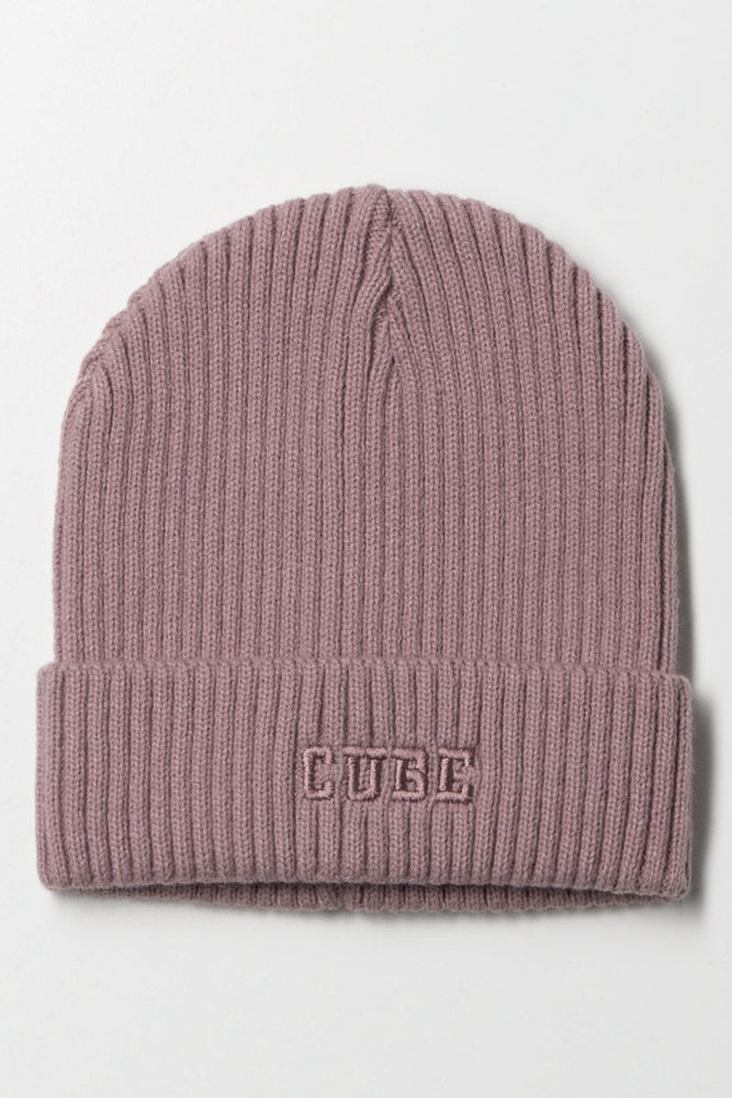 Embroidered Beanie Purple