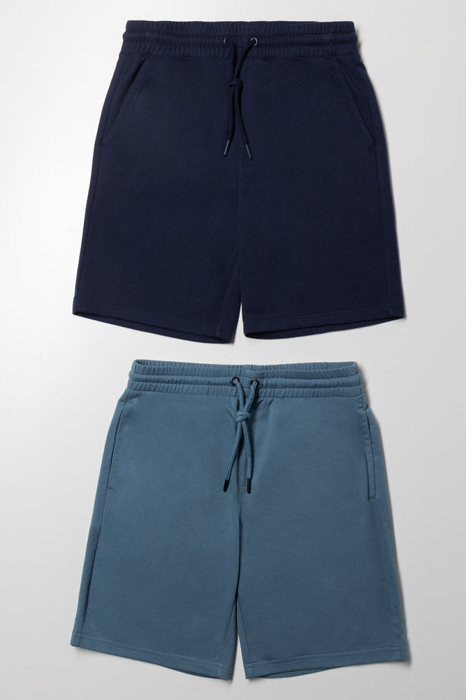 2 Pack Knit Shorts Blue