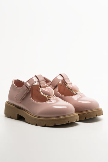 Heart Trim T-Bar Shoes Pink