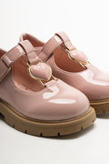 Heart Trim T-Bar Shoes Pink (2)