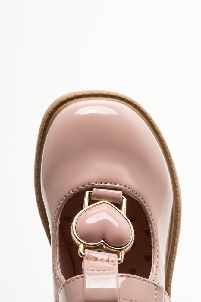 Heart Trim T-Bar Shoes Pink (4)