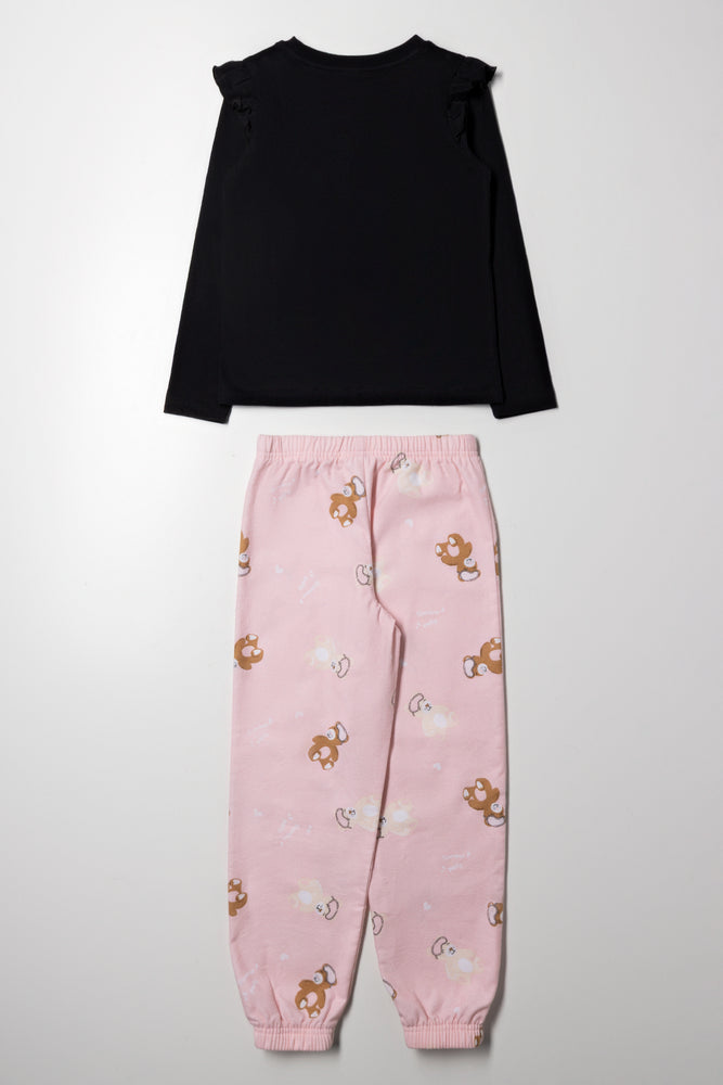 Slumber Party Bears Pyjamas Pink And Black (3)