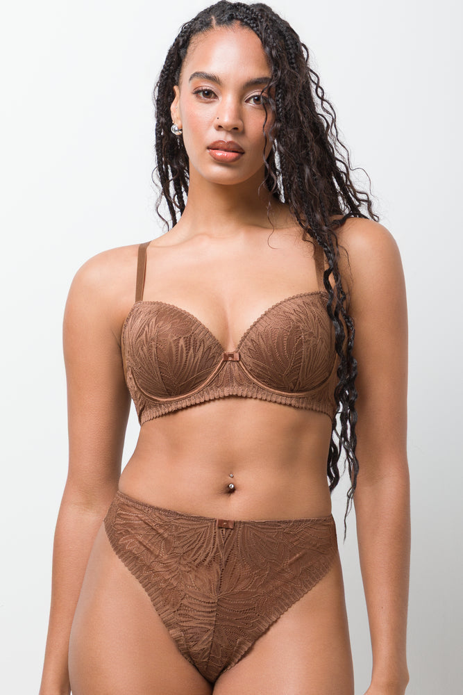 2 Pack Lace Balconette Bra Brown And Natural