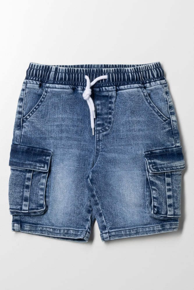 Cargo Denim Shorts Blue