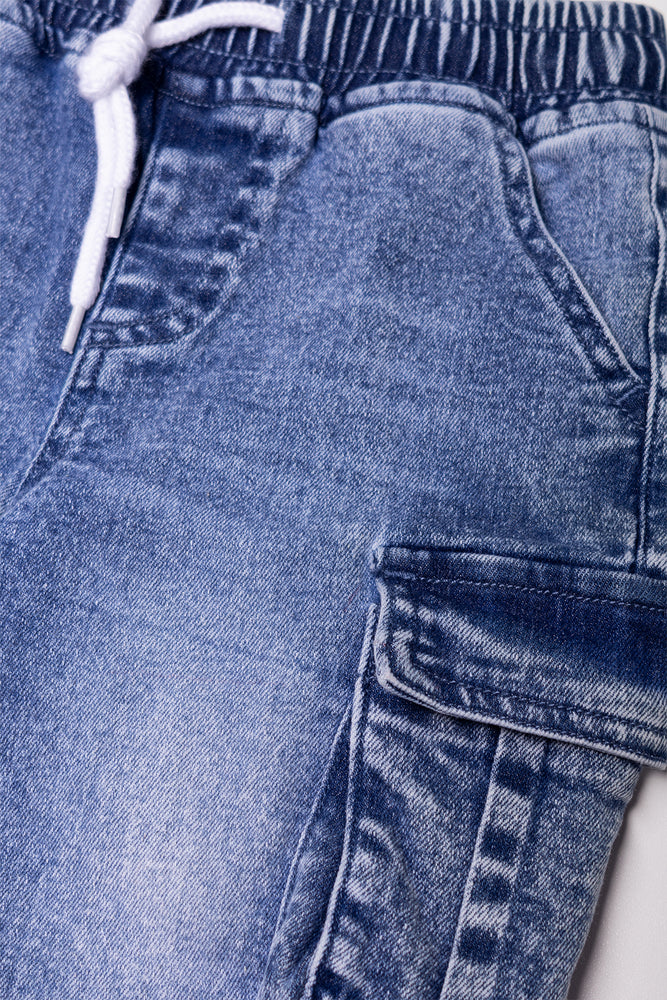 Cargo Denim Shorts Blue