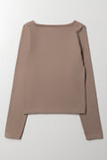 Long Sleeve Corset Style Top Brown (2)