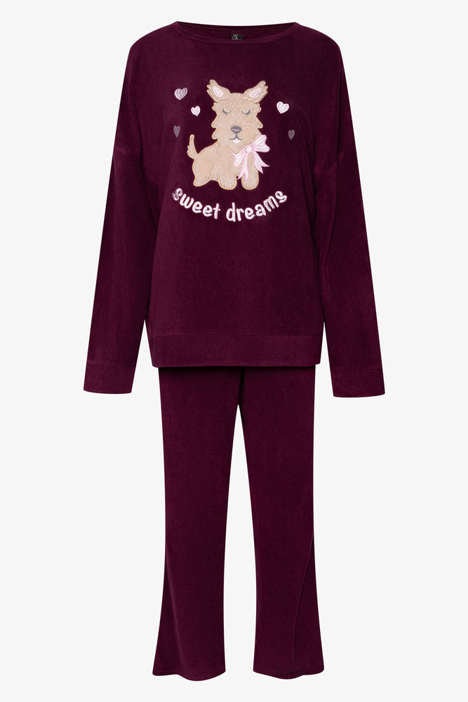 Furry Sweet Dreams Pyjama Set Burgundy