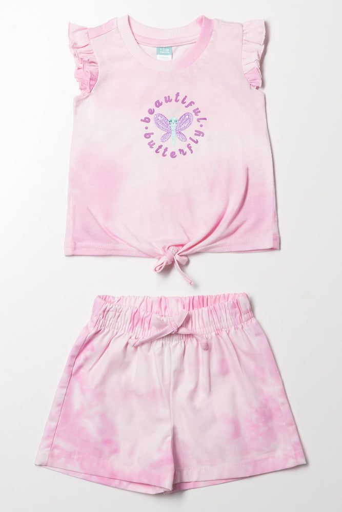 Tie Dye Shorts Set Pink