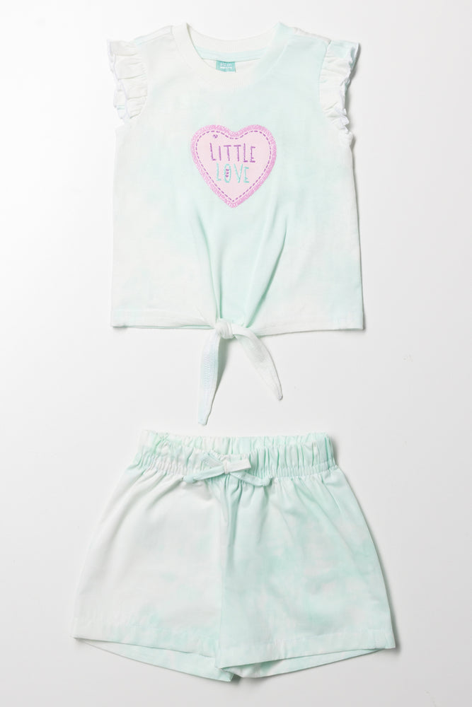 Tie Dye Shorts Set Light Green