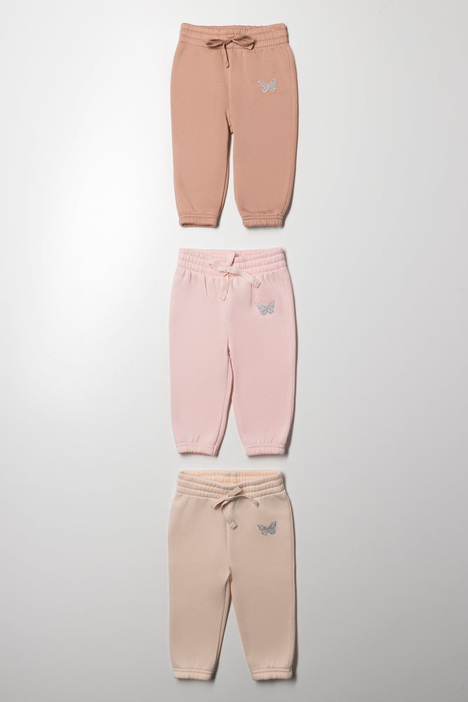 3 Pack Trackpants Pink And Natural