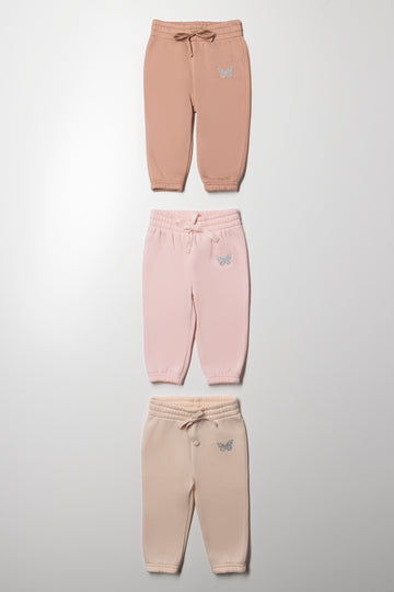 3 Pack Trackpants Pink And Natural