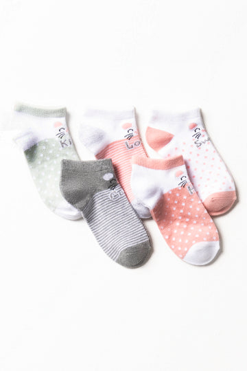 PG 5PK SOCKS LOWLEG BUNNY SPOT S24