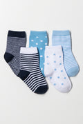 5 Pack Socks Blue, White And Navy