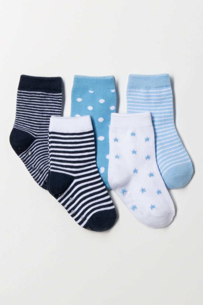 5 Pack Socks Blue, White And Navy