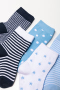 5 Pack Socks Blue, White And Navy (1)