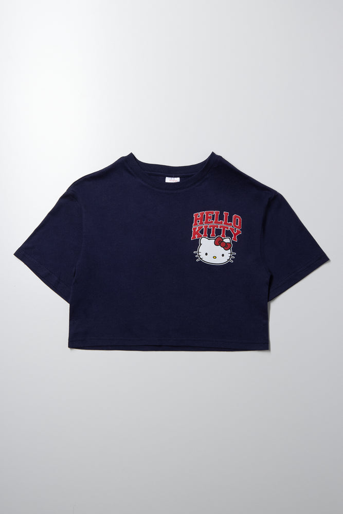 Hello Kitty Boxy Crop T-Shirt Navy