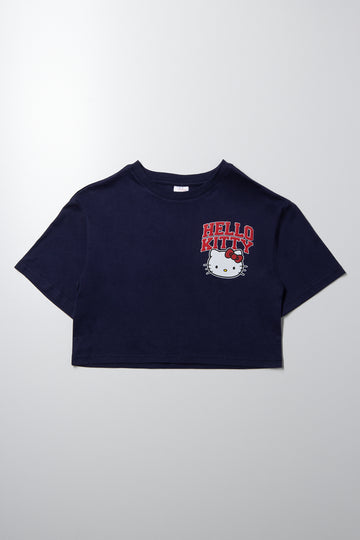 Hello Kitty Boxy Crop T-Shirt Navy