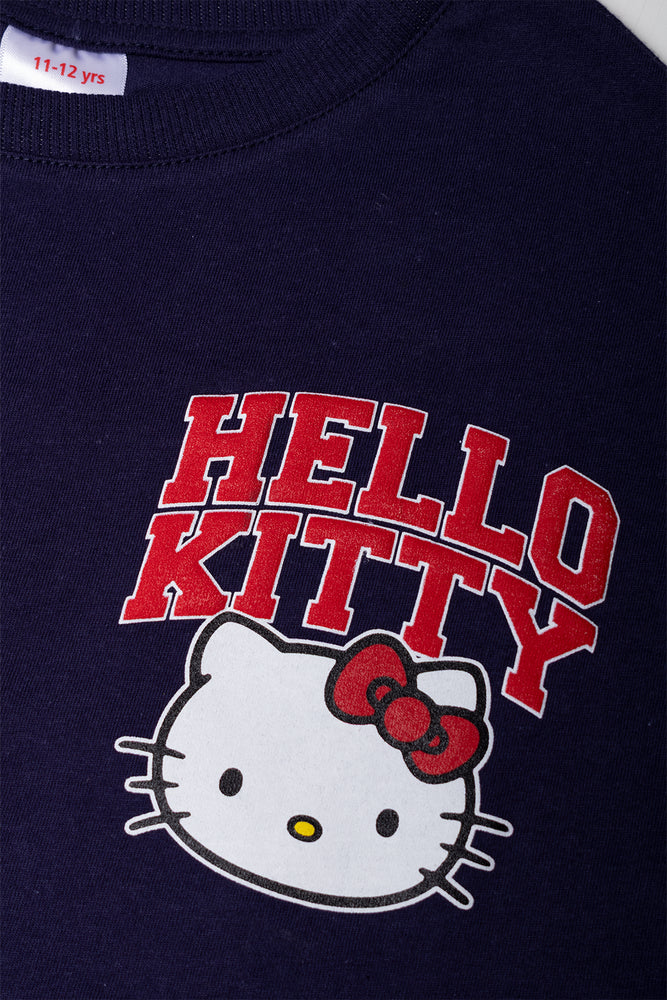 Hello Kitty Boxy Crop T-Shirt Navy