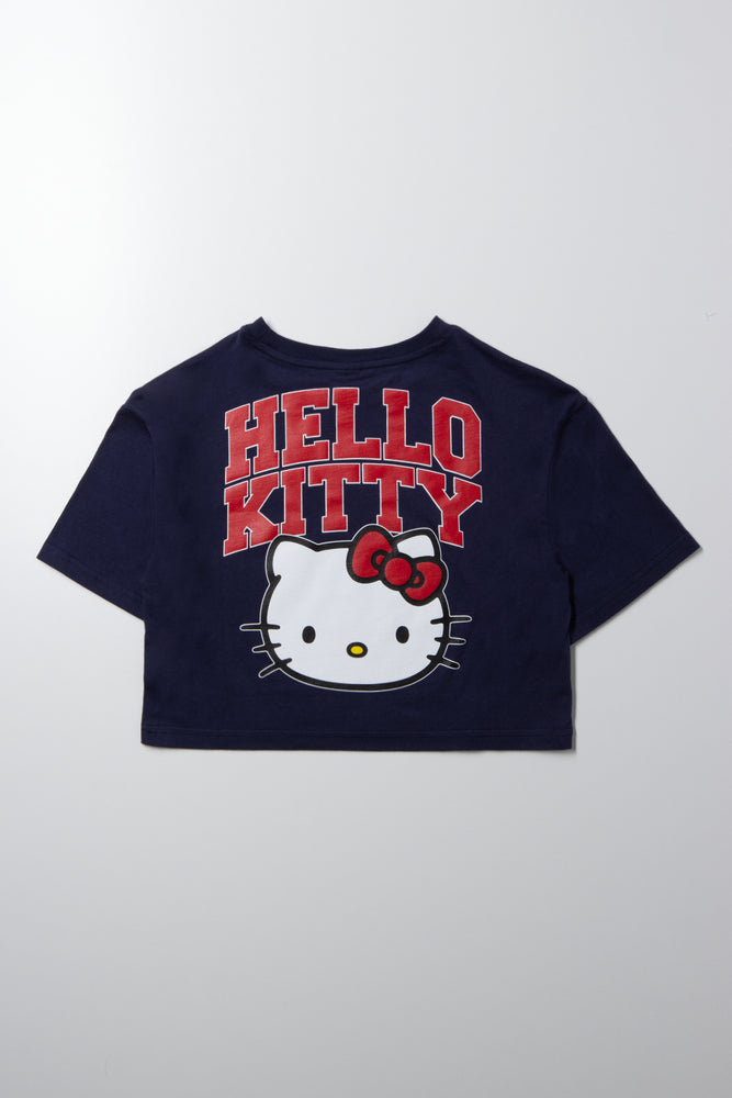 Hello Kitty Boxy Crop T-Shirt Navy (2)