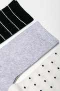 3 Pack Spot Socks Black, Grey And White (1)
