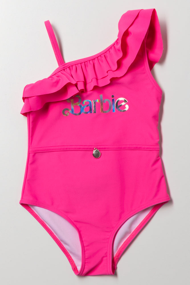Barbie Frill One Shoulder Swimwear Pink