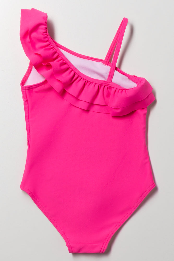 Barbie Frill One Shoulder Swimwear Pink (2)
