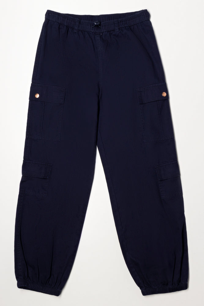 Elasticated Cargo Pants Navy