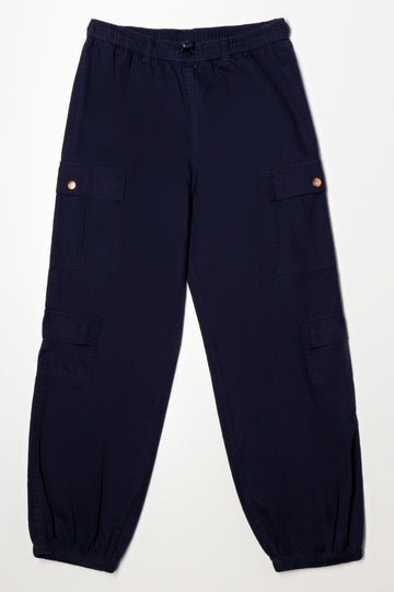 Elasticated Cargo Pants Navy