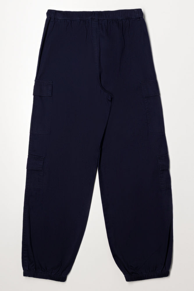 Elasticated Cargo Pants Navy (2)
