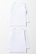 2 Pack Long Sleeve Vests White