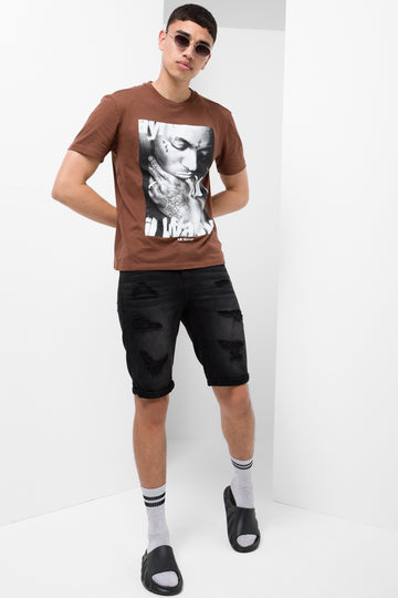 Lil Wayne  Relaxed Short Sleeve T-Shirt Brown
