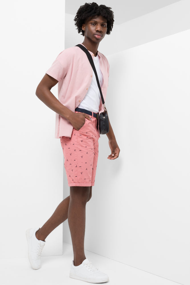 Belted Chino Shorts Pink