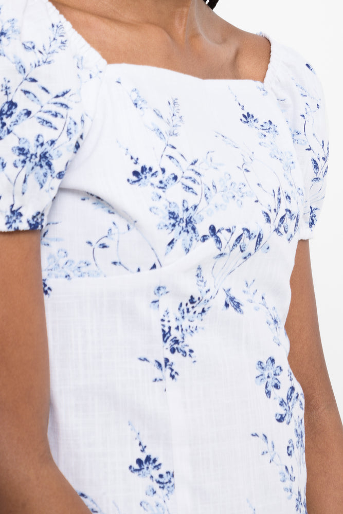Floral Puff Sleeve Top White (3)
