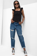 Frill Sleeve Top Black