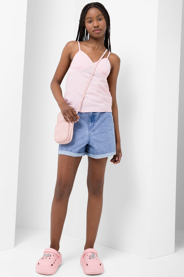 Strappy Cami T-Shirt Pink