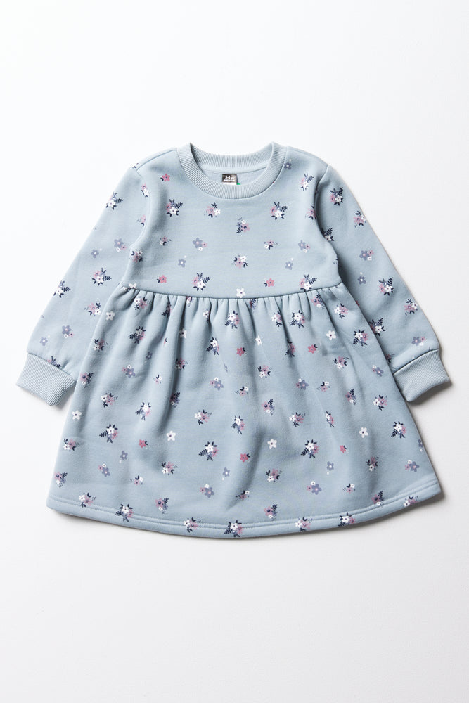 Floral Fit And Flare Dress Light Blue