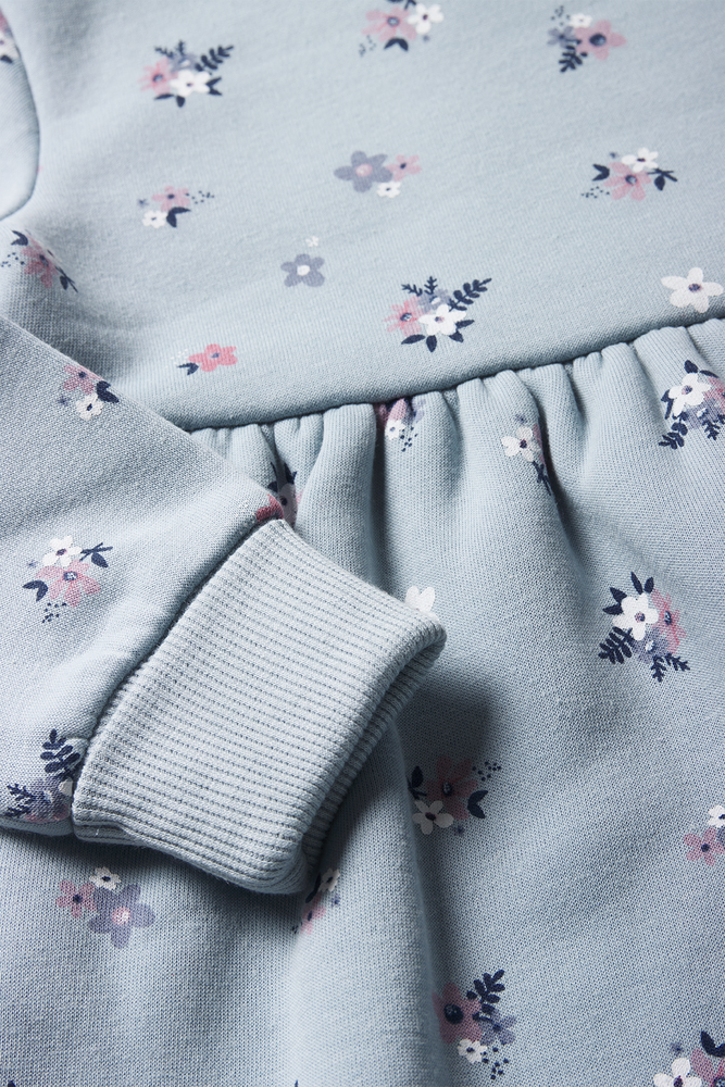 Floral Fit And Flare Dress Light Blue