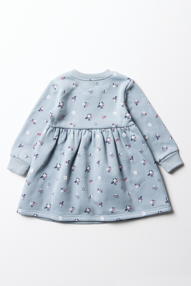 Floral Fit And Flare Dress Light Blue (2)