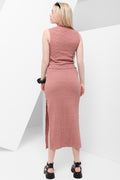 High neck textured top rose pink (2)