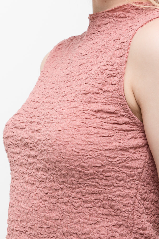 High neck textured top rose pink (3)